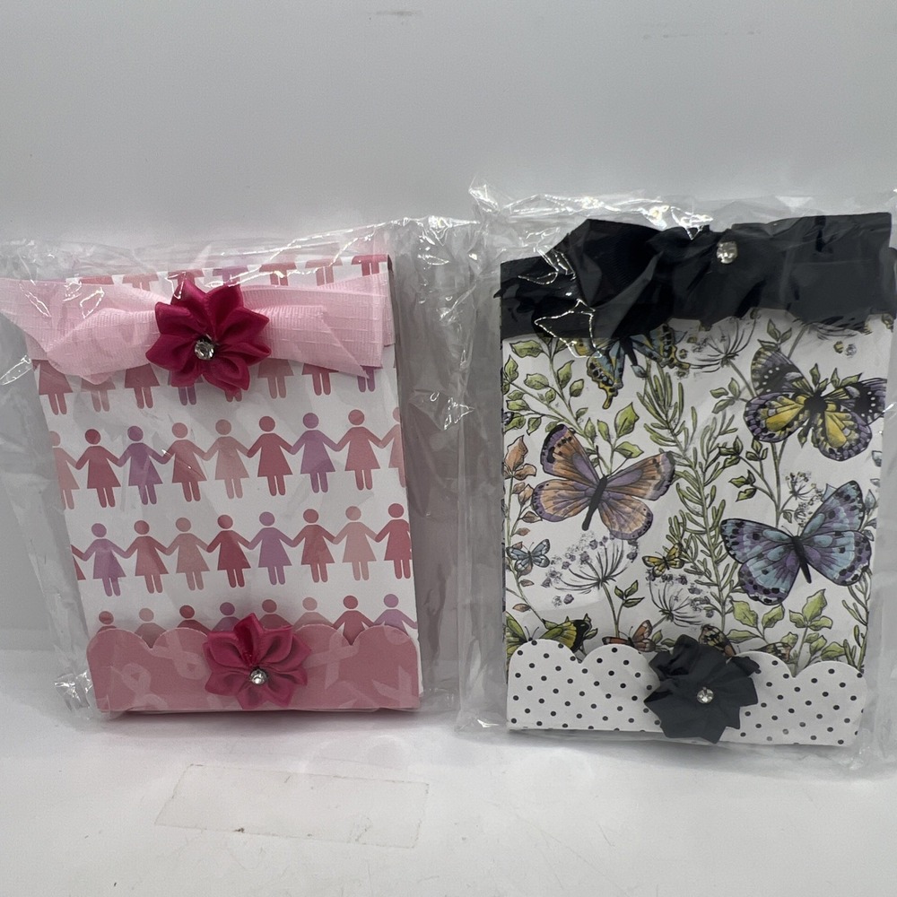 Handmade Notes Notepad W/ Little Pen‎ Great Little Gift Breast Cancer, Butterfly